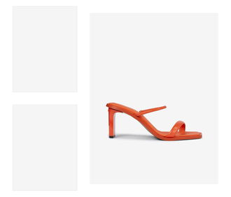 Oranžové dámske kožené pantofle na podpätku Calvin Klein Heel Mule 4