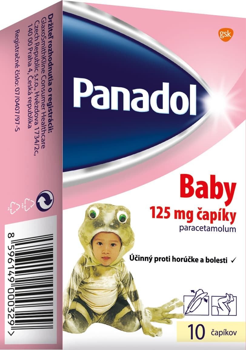 Panadol Baby čapíky 125mg proti horúčke a bolesti u detí 10 ks