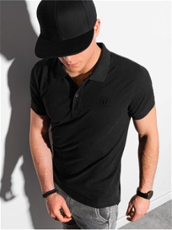 Čierne pánske basic polo tričko Ombre Clothing