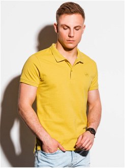 Žlté pánske basic polo tričko Ombre Clothing