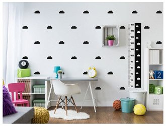 Nálepka na stenu - detský meter mráčiky farba: sivá