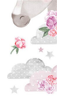 Pastelowe Love Nálepka na stenu - jednorožec s kvetmi Farba: ružová 8