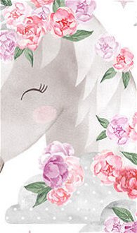 Nálepka na stenu - jednorožec s kvetmi farba: ružová 5