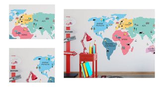 Nálepka na stenu - Mapa sveta farba: farebná, veľkosť: L (veľká) 4