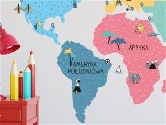 Nálepka na stenu - Mapa sveta farba: farebná, veľkosť: L (veľká) 5