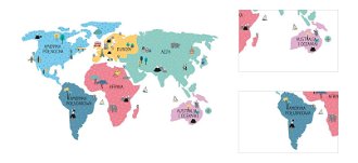 Nálepka na stenu - Mapa sveta farba: farebná, veľkosť: M (stredný) 3