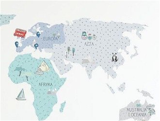 Nálepka na stenu - Mapa sveta farba: mätová, veľkosť: L (veľká) 7