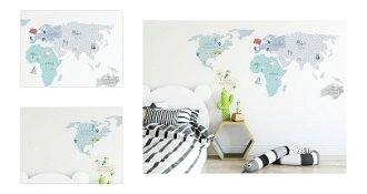 Nálepka na stenu - Mapa sveta farba: mätová, veľkosť: S (malá) 4