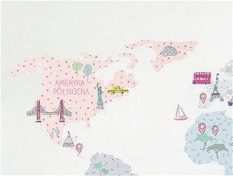 Nálepka na stenu - Mapa sveta farba: ružová, veľkosť: L (veľká) 6