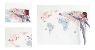 Nálepka na stenu - Mapa sveta farba: ružová, veľkosť: L (veľká) 4