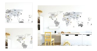 Pastelowe Love Nálepka na stenu - Mapa sveta barva: šedá, Velikost: M (střední) 4