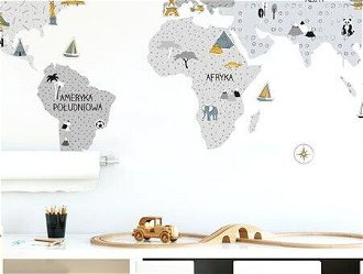 Nálepka na stenu - Mapa sveta farba: sivá, veľkosť: M (stredný) 5