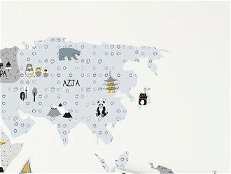 Nálepka na stenu - Mapa sveta farba: sivá, veľkosť: S (malá) 7