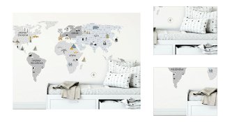 Nálepka na stenu - Mapa sveta farba: sivá, veľkosť: S (malá) 3