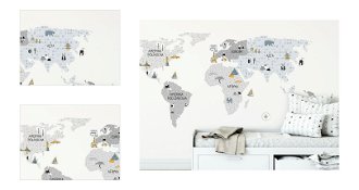 Nálepka na stenu - Mapa sveta farba: sivá, veľkosť: S (malá) 4