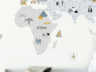 Pastelowe Love Nálepka na stenu - Mapa sveta barva: šedá, Velikost: S (malá) 5