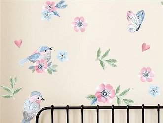 Nálepka na stenu - Ružové vtáčiky 6