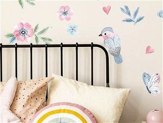 Pastelowe Love Nálepka na stenu - Ružové vtáčiky 5