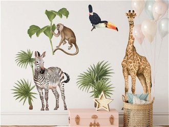 Nálepka na stenu - safari - Tropické zvieratká 2