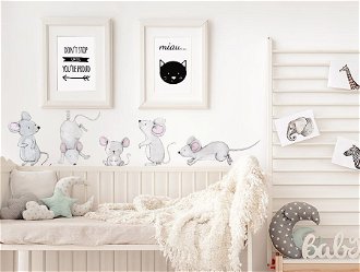 Pastelowe Love Nálepka na stenu - zvieratká - myšacia rodinka