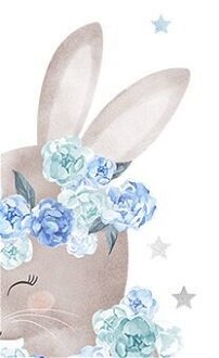 Nálepka na stenu - zvieratká - zajačik s kvetinami farba: modrá 7