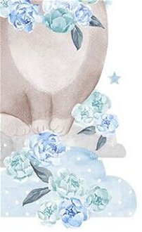 Nálepka na stenu - zvieratká - zajačik s kvetinami farba: modrá 9