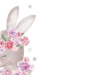 Nálepka na stenu - zvieratká - zajačik s kvetinami farba: ružová 7
