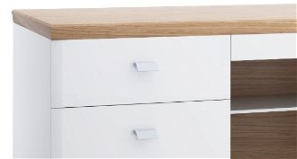 PC stôl Aspen AS - biely vysoký lesk / dub (Grande 01) 6