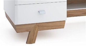 PC stôl Aspen AS - biely vysoký lesk / dub (Grande 01) 8