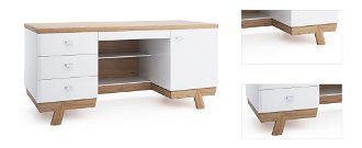 PC stôl Aspen AS - biely vysoký lesk / dub (Grande 01) 3