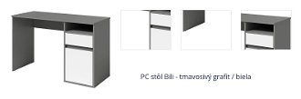 PC stôl Bili - tmavosivý grafit / biela 1