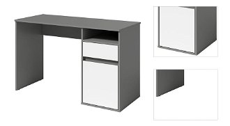 PC stôl Bili - tmavosivý grafit / biela 3