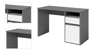 PC stôl Bili - tmavosivý grafit / biela 4
