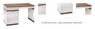 PC stôl Como CM L - biely vysoký lesk / dub Como 1