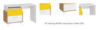 PC stôl Hey HEY-04 - dub artisan / biela / žltá 1