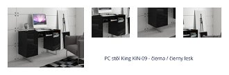 PC stôl King KIN-09 - čierna / čierny lesk 1