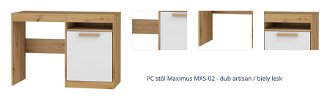 PC stôl Maximus MXS-02 - dub artisan / biely lesk 1