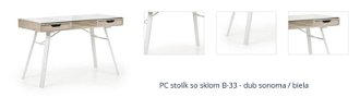 PC stolík so sklom B-33 - dub sonoma / biela 1