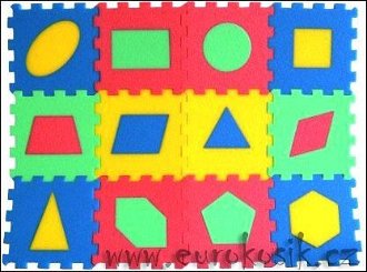 Penové puzzle koberec geometrické obrazce, 12 dielikov