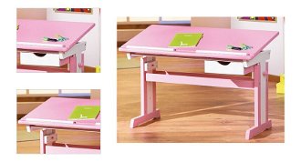 Písací stôl Cecilia, ružový/biely% 4