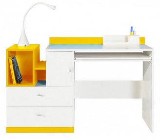 Písací stôl Mobi, biely/žltý%