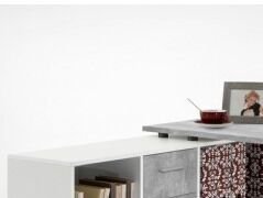 Písací stôl s regálom Lex, šedý betón/biela% 6