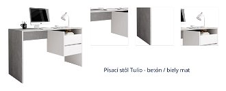 Písací stôl Tulio - betón / biely mat 1