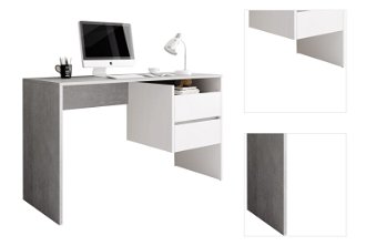 Písací stôl Tulio - betón / biely mat 3