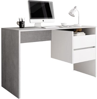 Písací stôl Tulio - betón / biely mat 2