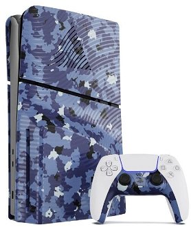 PlayStation 5 Slim Blue Wave Camo kryt na konzolu