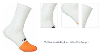 POC Flair Sock Mid Hydrogen White/Zink Orange L Cyklo ponožky 1