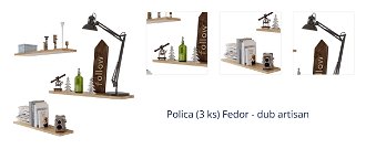 Polica (3 ks) Fedor - dub artisan 1