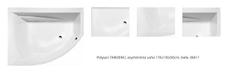 Polysan TANDEM L asymetrická vaňa 170x130x50cm, biela, 06611 1