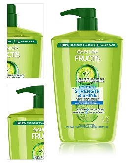 Posilňujúci šampón pre všetky typy vlasov bez lesku Garnier Fructis Strength  a  Shine - 1000 ml + DARČEK ZADARMO 4